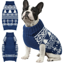 Christmas Dog Sweaters for Small Large Dogs Girl, Soft Warm Pup Dogs Shirt, Turtleneck Dog Sweaters for Medium Large Dogs, Double Knitting Collar for Outdoors Playing, Warm Dog Cat Clothes Blue M