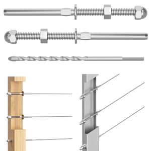 Fulifix Cable Railing Tensioner - 20 Pack Swage Threaded Stud End Fitting, T316 Stainless Steel, Cable Railing Hardware Easy Install for 1/8 Stainless Steel Cable & 2"x2" Wood/Metal Post - Silver