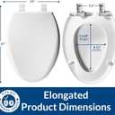 Bemis Aurora Slow Close Toilet Seat, Easy Clean Hinges and Adjustable Perfect Fit Plastic Seat, Made in USA, Elongated, White