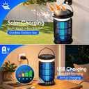 Solar Bug Zapper Outdoor Powerful Electric Bug Zapper with 4-in-1 Modes, Cordless & Rechargeable Insect Zapper, IP66 Waterproof Mosquito Zapper for Camping & Indoor Use