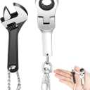 Chumia 2 Sets 10mm Ratchet Wrench Keychain Key Ring and Spanner Set Including 72 Tooth Steel 10mm Socket Wrench Keychain Adjustable High Hardness Mini Spanner for Repair