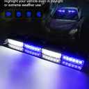 HLauto 6Z4J Emergency Dash Strobe Lights: 2x16.8 inch Blue White Safety Lights, 48 LED Flashing Warning Hazard Interior Windshield Visor Traffic Light Bar for Trucks, Construction Vehicles