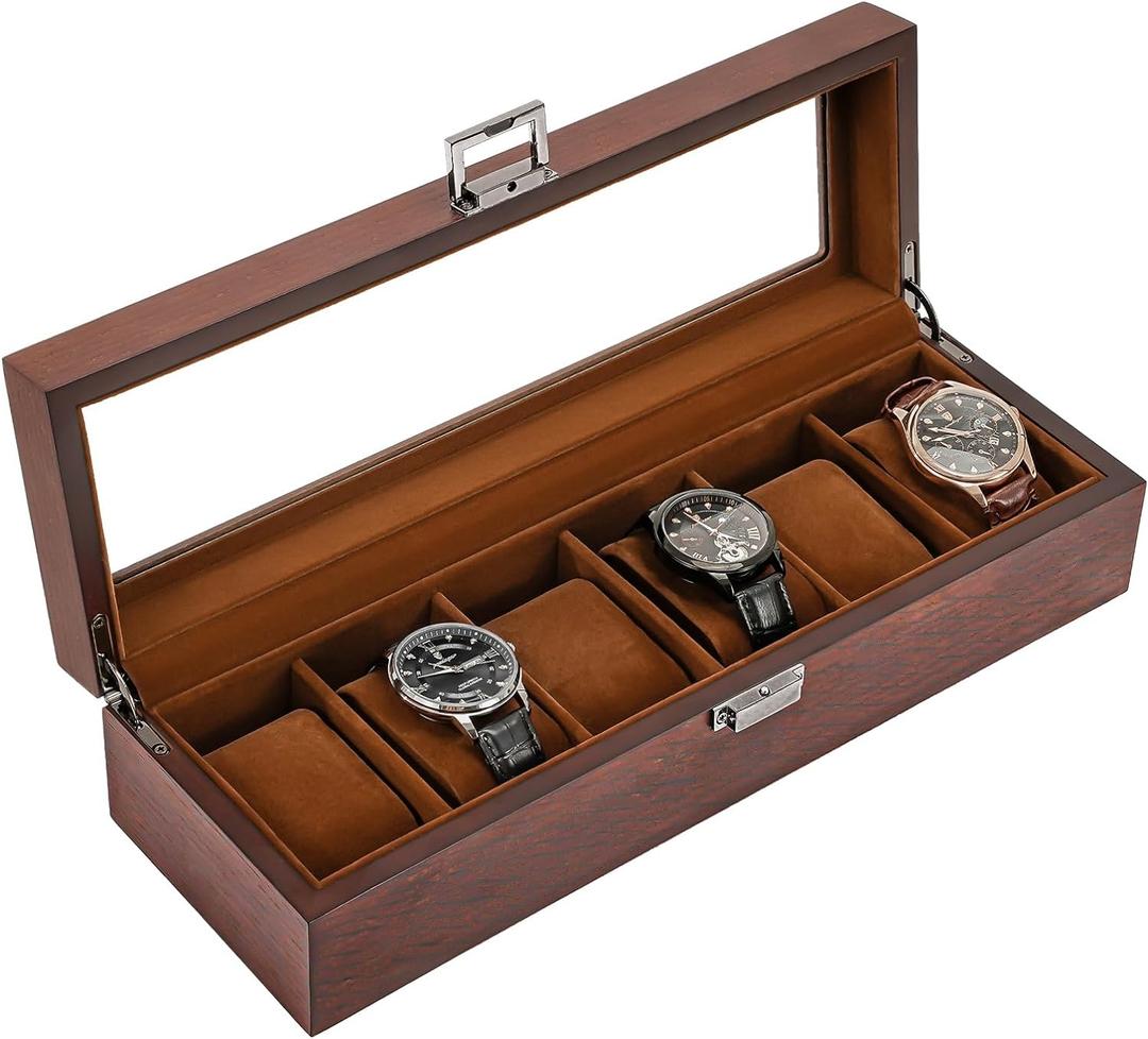 ProCase Wooden Watch Box for Men, 6 Slot Watch Display Case Mens Watch Box Organizer, Wood Watch Case for Men Watch Storage, Watch Holder Organizer with Glass Lid -6 Slot, Espresso ProCase Wooden Watch Box for Men, 6 Slot Watch Display Case Mens Watch Box Organizer, Wood Watch Case for Men Watch Storage, Watch Holder Organizer with Glass Lid -6 Slot, Espresso