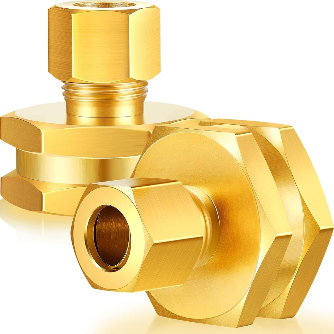 Dunzy 2 Pcs 3/8" OD x 3/4" FHT Compression Brass Garden Hose Adapter Swivel 3/8" to 3/4" Water Female to Female Hose Adapter
