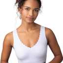 Floatley Cozy Scalloped Bra Comfort Wirefree Full Coverage Seamless Bra with Embedded Pad for Women (Medium, Periwinkle Grey)