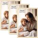 16x24 Picture Frame Set of 3, Natural Wood Grain 16x24 Frames for Horizontal and Vertical Wall Mounting (3 pack,Natural)