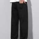 JMIERR Mens Baggy Jeans Stretch Casual Loose Fit Jeans Streetwear Denim Pants (Black, M)