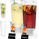 Lifewit 1.6 Gallon Drink Dispenser for Parties 2 Pcs, Large Plastic Beverage Container for Juice/Tea/Soda with Stand & Ice Core, Clear Lemonade Dispenser with Spigot, BPA Free Water Pitcher for Fridge