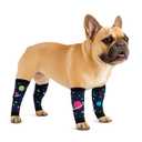 Petwarm Dog Recovery Leg Sleeves 4pcs Set Galaxy Print  Soft Elastic Anti-Bite Leg Covers for Dogs, Cone Alternative for Surgery & Joint Relief, Black, S