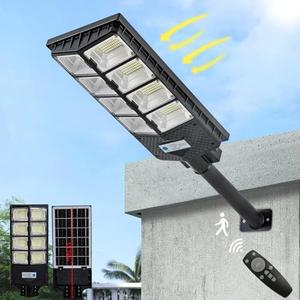 Viruhaka Solar Outdoor Lights,448LEDs Street Lights with 20000LM Hight Brightness, IP66 Waterproof Security Flood Light, Dusk to Dawn Solar Street Lights, for Exterior Wall, Patio, Yard, Deck, Garden