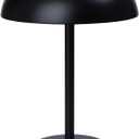 Portable LED Mushroom Table Lamp, Cordless Desk Night Light with 5200mAh Rechargeable Battery, Stepless Dimming Small Lamp with 3 Color and Brightness Control for Bedroom/Patio/Bar/Coffee shop (Black)