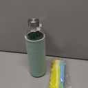Ryaco Borosilicate Glass Water Bottle 33oz/1L/1000ml BPA-Free Leak Proof Ideal for School Home Office Travel Sport Yoga Gym Hot Cold Drinks with Portable Neoprene Carrying Sleeve and Sponge Brush