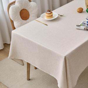 NLMUVW Ivory Linen Tablecloth for Rectangle Tables, Rustic Textured Table Cloth Water Resistant Farmhouse Table Cover for Kitchen Dining Coffee, 54 x 78 Inch