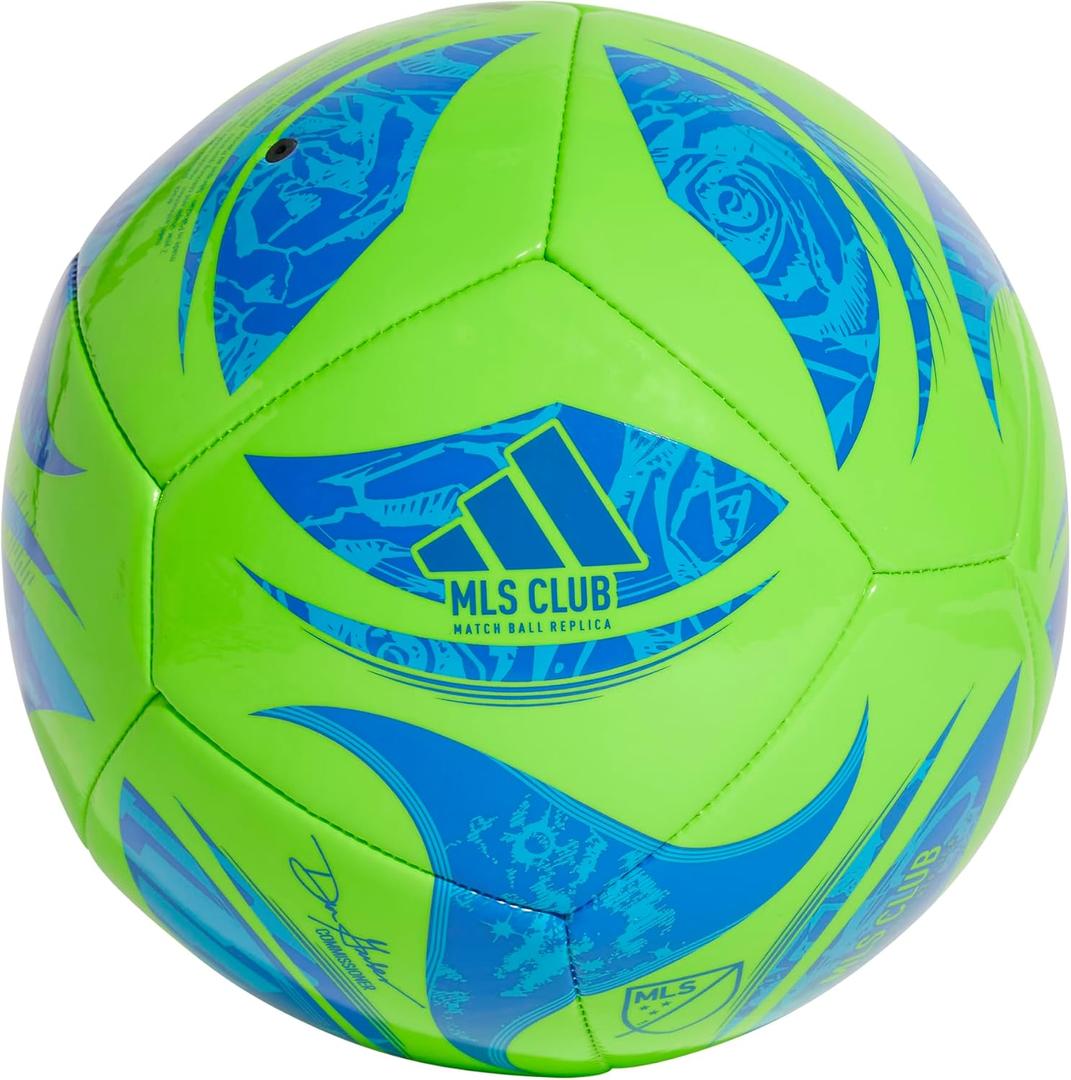 adidas MLS Soccer Ball (3, Green/Glory Blue/Solar Blue)