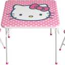 Hello Kitty Kids Activity Table and Chair Set, 3-Piece Square Table with 2 Folding Chairs, Sanrio Character Design,Furniture Set for Ages 3+