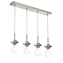 Kitchen Island Lighting with Clear Glass 4-Light Dining Room Light Fixtures Industrial Chandeliers Black Hanging Light for Kitchen Pool Table Lights Height Adjustable, 31.1inch Length