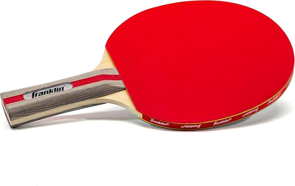 Franklin Sports Ping Pong Paddle - Performance Table Tennis Racket - Wooden Pro Style Paddle with Rubber Surface - Red + Gray