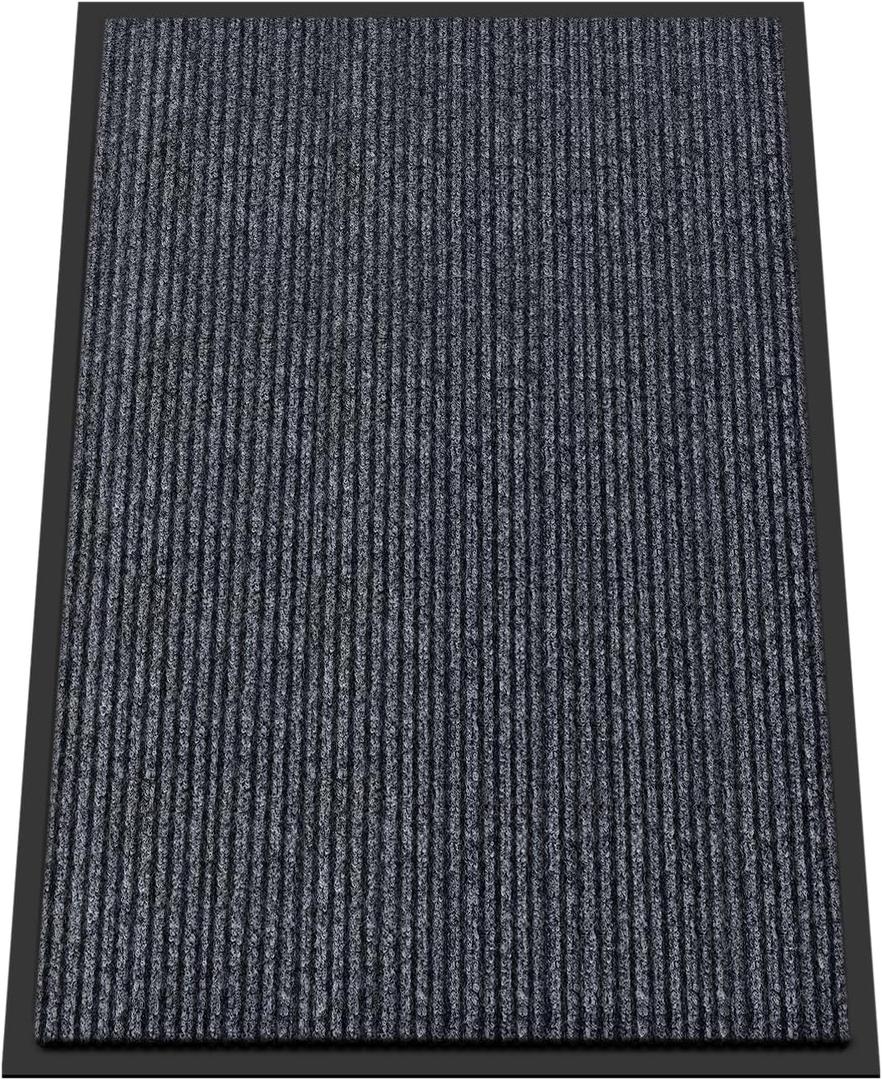 Kuyal Front Door Mat, 2'x3' Indoor Outdoor Entrance Mats, Commercial Floor Inside Outside Entrance, Heavy Duty Durable Welcome Mat, Rubber Backing Non Slip Outdoor Mats for Entryway,Dark Gray