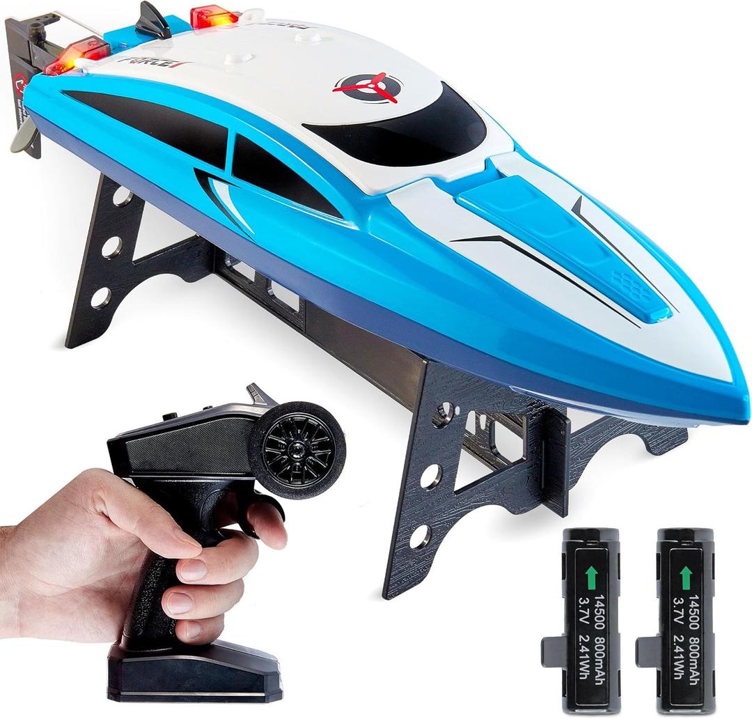 Force1 Velocity Blue Fast RC Boat- Remote Control Boats for Adults and Kids, Underwater Speed Racing Mini RC Boats for Pools and Lakes, 2.4GHZ Transmitter, 2 Rechargeable Batteries, Low Battery Alert