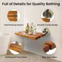 20 Inchs Teak Folding Shower Seat Wall Mounted, Folding Shower Seat with 400 Lb. Weight Capacity (Metal Brushed Cover)