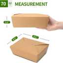 50 Pack 70 oz Large Take Out Food Containers - Heavy Duty Microwavable Kraft Brown Paper To Go Box #3 - Grease Resist Paper Lunch Box Cardboard Take Out Box for Restaurant, Household, Party