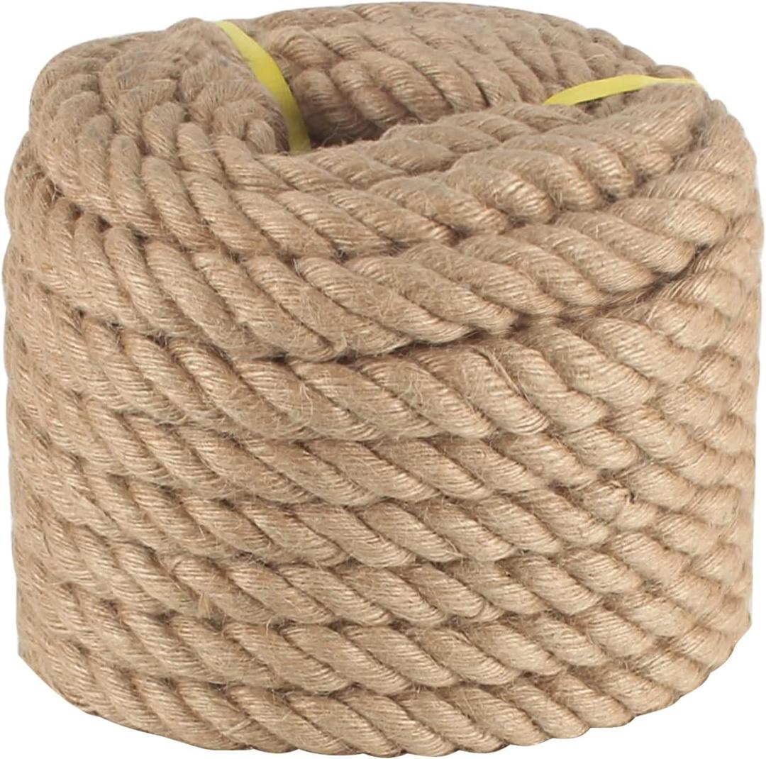 Twisted Manila Rope 1 in x 50 ft Jute Ropes Thick Hemp Rope for Railing Docks Tug of War Decorating Crafts Nautical Landscaping Swing Hammock