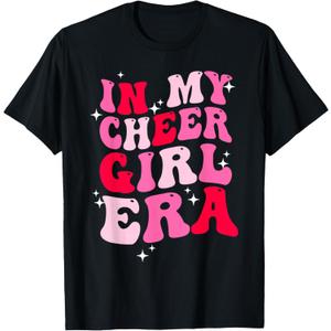 in My Cheer Girl Era Groovy Cheerleader Cheerleading Girl T-Shirt (Black, M)