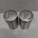2 oz Stainless Steel Metal Salt and Pepper Shakers Set for Kitchen, Dinner Table, Cooking, Travel, Refillable, Perforated "P" Caps (3.5 in)