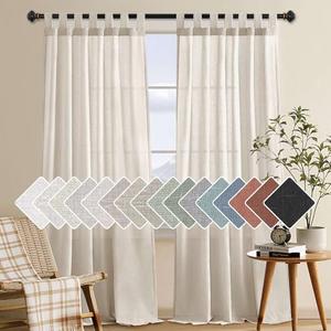 H.VERSAILTEX Semi Sheer Curtains 108 inches Long Linen Curtains, 2 Pack Ultra Luxurious Linen Elegant Curtain Panels, Light Filtering Privacy Panels Drapes, Tab Top Curtain Set, Heathered Natural