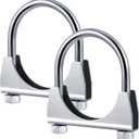 2 Pcs 2-1/2" Exhaust Clamp Heavy Duty U-bolt Exhaust Clamp - Saddle Design Muffler Pipe Connector, Tip Hook Clip, Galvanized Iron, Fits 2.5" Od Pipes (Silver)