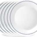 Corelle 6-Piece 8.5" Lunch Round Plates, Vitrelle Triple Layer Glass, Lightweight Round Plates, Salad Plates, Chip and Scratch Resistant, Microwave and Dishwasher Safe, Caspian