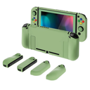 PlayVital AlterGrips Ergonomic Grips Cover for Nintendo Switch, [2 Design] Interchangeable Comfort Dockable Protective Case with Screen Protector & Thumb Grip Buttons Caps - Matcha Green