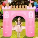 10ft Princess Inflatable Arch Castle with Built-in LED Lights, Pink Princess Party Decorations Blow up Archway for Girl Birthday Baby Shower Outdoor Yard Lawn Decor
