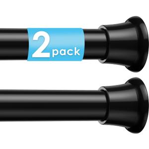 2Pcs Tension Curtain Rod 31 To 76 Inch Black Shower Curtain Rod