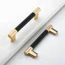 10 Pack 3.75 Inch(96mm) Black and Gold Hole Center Kitchen Cabinet Handles Cabinet Pulls Knurled Kitchen Drawer Pulls Finish 4-3/4" Hardware Dresser Handles Bathroom Cabinets Handles