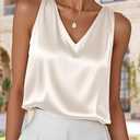 IDEALSANXUN Womens V Neck Satin Tank Tops Spring Summer Dressy Sleeveless Shirt Blouse Camisole (Pink, L)