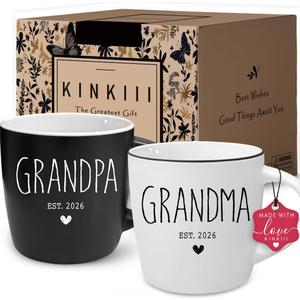 Promoted To Grandparents 2026 Gifts, Grandma And Grandpa 2026 Mug Set, Pregnancy Announcement for Grandparent Ceramic Mugs, Grandma And Grandpa Announcement Mug Set 13Oz