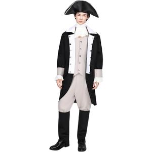 EraSpooky Mens George Washington Costume Adult Founding Father Colonial Outfits (Large)