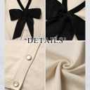 Women Bow Sweater Cute Tie Front Cropped Cardigan V Neck 7/8 Long Sleeve Fall Knit Top Elegant Holiday Party Office Wear (XXL)