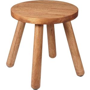 Wesketch Round Solid Wooden Step Stool, Indoor Plant Stand, Wood Legs Detachable for Plant Stand, Stable 9.3” Tall Flower Holder for Heavy Pots, Gardening Display for Decor Living Room Patio Walnut