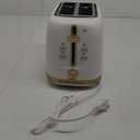 West Bend Timeless 2-Slice Toaster with 7 Browning Levels, Bagel/Waffle/Defrost Settings, High-Lift Lever, Anti-Jam, Easy-Clean Crumb Tray, 2-Slice, White/Gold