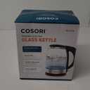 Cosori Electric Kettle, No Plastic Filter & Spout, 1.7L Tea Kettle & Hot Water Boiler For Coffee & Tea, Water Heater & Teapot, Automatic Shut Off, Borosilicate glass, Black, 1500W (1.8 Quarts)