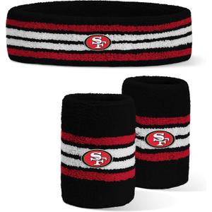 For Bare Feet NFL Officially Licensed Team Logo Headband & Wristband Combo Pack Team Color OSFM