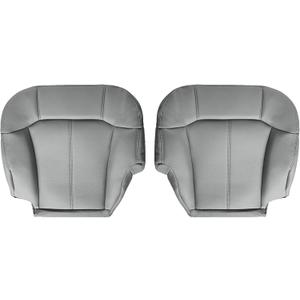SecosAutoparts Driver and Passenger Side Bottom Replacement Leather Seat Cover Gray #122 922 Compatible with Chevy Silverado Tahoe Suburban Compatible with GMC Sierra 1999 2000 2001 2002 (Grey)