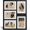 YESKAY 4x6 or 5x7 Picture Frames, Black Rustic Wooden Frame with Real Glass, Displays Pictures Five 4x6 with Mat or 5Pcs 5x7 without Mat for Wall Mounting, Photo Collage Frame, 5x7 - 5 Opening