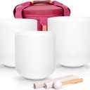 Alioth (6"G+7"C+8"E) Set of 3 Crystal Singing Bowls with Sturdy Carrying Case and Singing Bowl Mallets