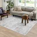 LIVEBOX Washable Gray Rug 6x9 - Vintage Soft Rug for Living Room, Large Neutral Rugs Anti-Skid Low-Pile Flower Carpet for Bedroom Office, Silverygray