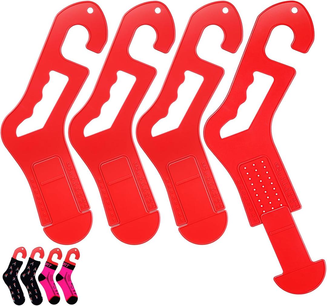 DoubleFill 4 Pcs Sock Blockers for Knitting, Adjustable Knitting Sock Ruler Socking Stretchers, Plastic Stocking Blockers for Knittings and Crochet, Shaping, Drying, Displaying Knitted Socks