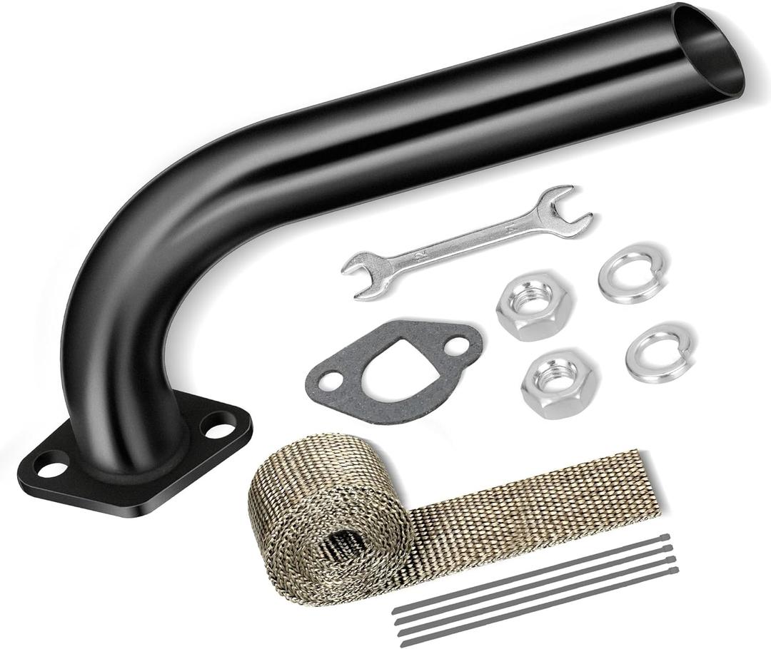 FVRITO Mini Bike Exhaust Pipe Kit for Predator 212cc 224cc 196cc Coleman CT200U BT200X CT200U-EX 6.5hp GX160 GX200 Small Engine Baja Warrior Massimo MB200 Go Kart Parts Black