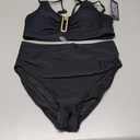 BMJL Womens High Waisted Bikini Sets Modest Tummy Control Swimsuits Cutout Crisscross Ruched Two Piece Bathing Suit (Medium, Black)